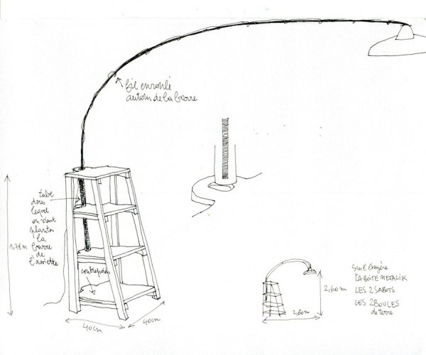 Mottes - Dessin étagère lampe